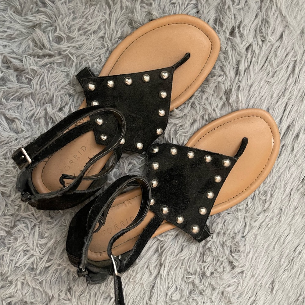 Torrid Black Studded Sandals Size 11W